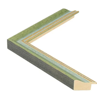 Holzrahmen DAVOS 2,3 - Sonderzuschnitt grün mit Gold | Normalglas (2 mm)