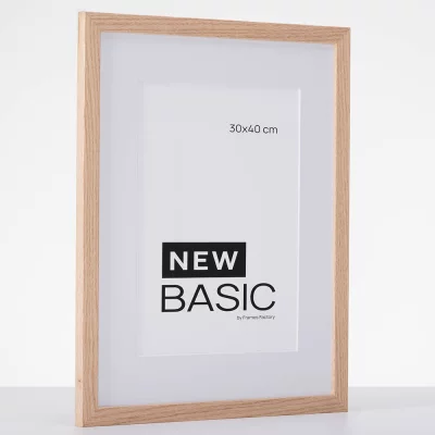 Dřevěný rám New Basic s paspartou 60x80 cm (50x70 cm) | dubová | plexisklo (2mm)