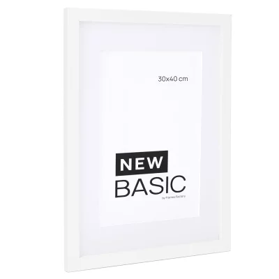 Dřevěný rám New Basic s paspartou 60x80 cm (50x70 cm) | bílá | plexisklo (2mm)
