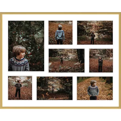 Aluminiowa multiramka na zdjęcia Alicja 40x50 cm (8 Bilder) | złoty | szkło sztuczne (1 mm)