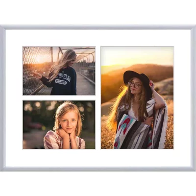 Multi fotolijst van aluminium Alicja 30x40 cm (3 Bilder) | zilver | kunstglas (1 mm)