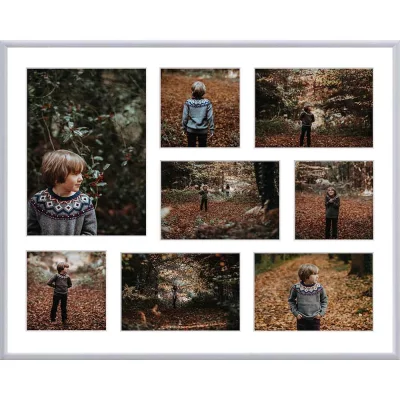 Aluminiowa multiramka na zdjęcia Alicja 40x50 cm (8 Bilder) | srebrny | szkło sztuczne (1 mm)
