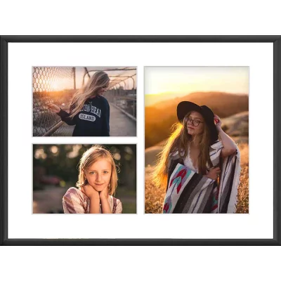 Multi fotolijst van aluminium Alicja 30x40 cm (3 Bilder) | zwart | kunstglas (1 mm)