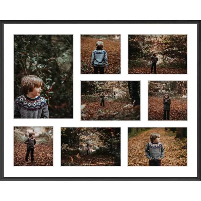 Aluminiowa multiramka na zdjęcia Alicja 40x50 cm (8 Bilder) | czarny | szkło sztuczne (1 mm)