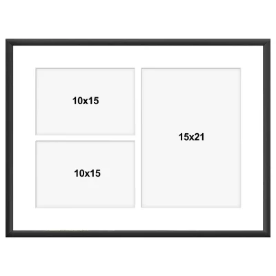 Aluminiowa multiramka na zdjęcia Amelia 30x40 cm (3 Bilder) | czarny | szkło sztuczne (1 mm)