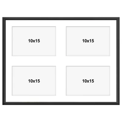 Aluminiowa multiramka na zdjęcia Amelia 30x40 cm (4 Bilder) | czarny | szkło sztuczne (1 mm)