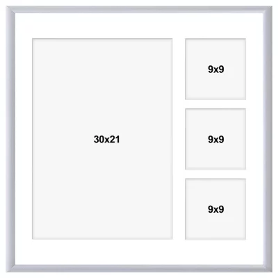 Aluminiowa multiramka na zdjęcia Amelia 40x40 cm (4 Bilder) | srebrny | szkło sztuczne (1 mm)