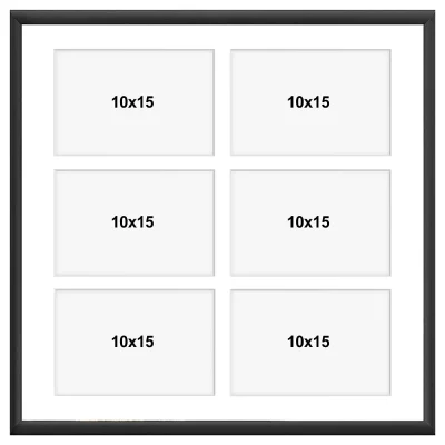 Aluminiowa multiramka na zdjęcia Amelia 40x40 cm (6 Bilder) | czarny | szkło sztuczne (1 mm)