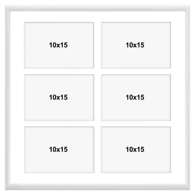 Aluminiowa multiramka na zdjęcia Amelia 40x40 cm (6 Bilder) | biały | szkło sztuczne (1 mm)