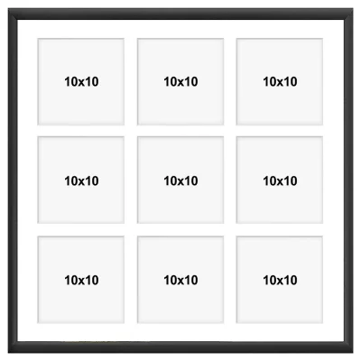 Aluminiowa multiramka na zdjęcia Amelia 40x40 cm (9 Bilder) | czarny | szkło sztuczne (1 mm)