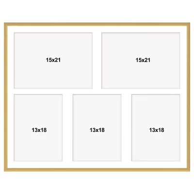 Aluminiowa multiramka na zdjęcia Amelia 40x50 cm (5 Bilder) | złoty | szkło sztuczne (1 mm)