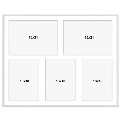 Aluminiowa multiramka na zdjęcia Amelia 40x50 cm (5 Bilder) | biały | szkło sztuczne (1 mm)
