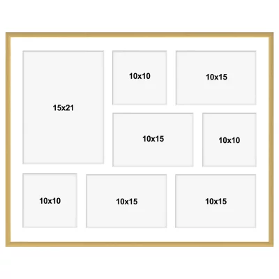 Aluminiowa multiramka na zdjęcia Amelia 40x50 cm (8 Bilder) | złoty | szkło sztuczne (1 mm)