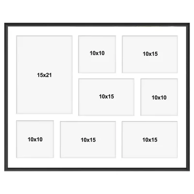 Aluminiowa multiramka na zdjęcia Amelia 40x50 cm (8 Bilder) | czarny | szkło sztuczne (1 mm)