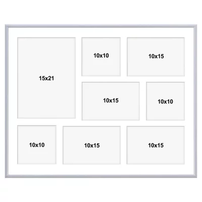 Aluminiowa multiramka na zdjęcia Amelia 40x50 cm (8 Bilder) | srebrny | szkło sztuczne (1 mm)