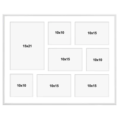 Aluminiowa multiramka na zdjęcia Amelia 40x50 cm (8 Bilder) | biały | szkło sztuczne (1 mm)