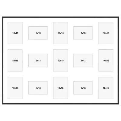 Aluminiowa multiramka na zdjęcia Amelia 60x80 cm (15 Bilder) | czarny | szkło sztuczne (1 mm)