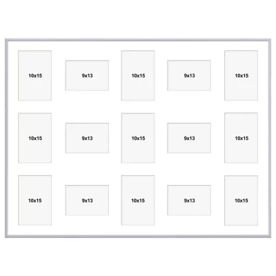Aluminiowa multiramka na zdjęcia Amelia 60x80 cm (15 Bilder) | srebrny | szkło sztuczne (1 mm)