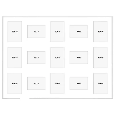 Aluminiowa multiramka na zdjęcia Amelia 60x80 cm (15 Bilder) | biały | szkło sztuczne (1 mm)