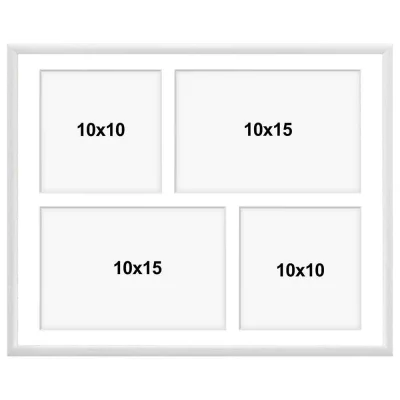Multi fotokader van aluminium Amelia voor 4 foto's 24x30 cm (4 Bilder) | wit | kunstglas (1 mm)