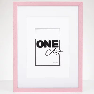 Træramme Batino med passepartout 18x24 cm (15x21 cm) | Pink | Kunstglas (1 mm)