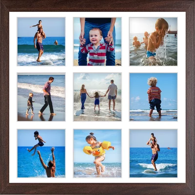 galleriram av trä Hekla (MDF) 40x40 cm (9 Bilder) | wengé | Plastglas (1 mm)