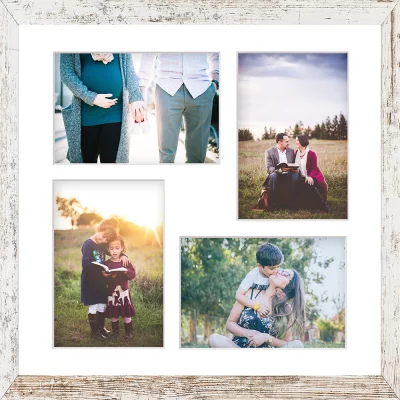 galleriram av trä Hekla (MDF) 34x34 cm (4 Bilder) | blekt skiffer | Plastglas (1 mm)