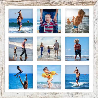 galleriram av trä Hekla (MDF) 40x40 cm (9 Bilder) | blekt skiffer | Plastglas (1 mm)