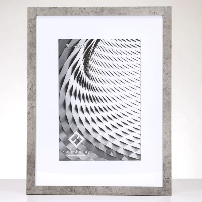 Drewniana rama Hekla (MDF) na wymiar beton | szkło sztuczne (1 mm)