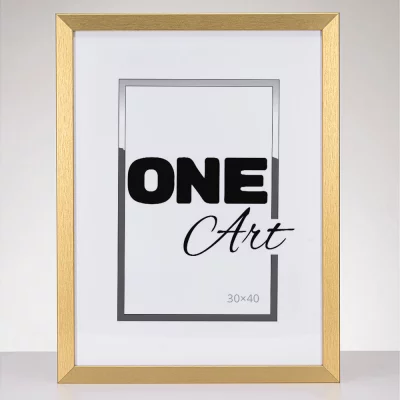 Drewniana rama Hekla (MDF) na wymiar złoty, ze strukturą | szkło sztuczne (1 mm)