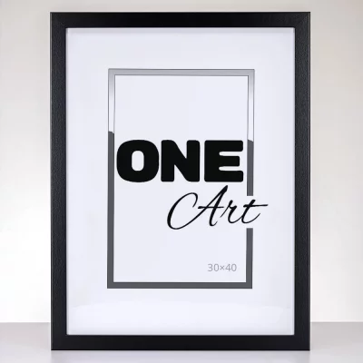 Drewniana rama Hekla (MDF) na wymiar czarny | szkło sztuczne (1 mm)