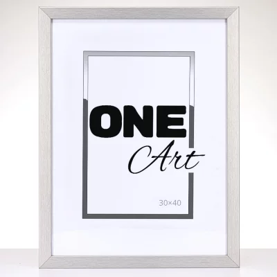 Drewniana rama Hekla (MDF) na wymiar srebrny, struktura | szkło sztuczne (1 mm)