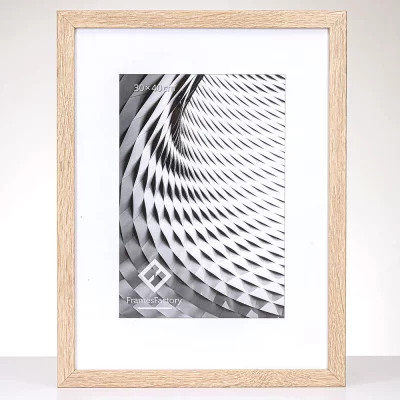 Drewniana rama Hekla (MDF) na wymiar naturalny | szkło sztuczne (1 mm)