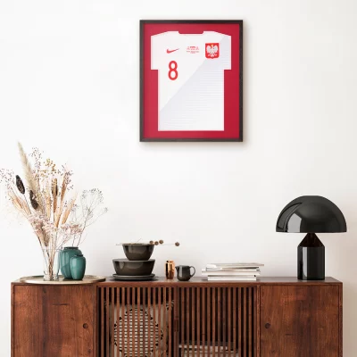 Shirt frame Economy zwart met passe-partout 52,5x62,5 cm | zwart-rood | kunstglas (1 mm)