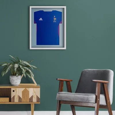 Shirt frame Comfort wit met passe-partout 53,4x63,4 cm | wit-blauw | kunstglas (1 mm)