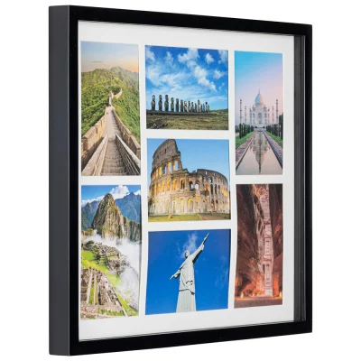 Multi fotokader van MDF Piano voor 7 foto's 10x15 cm | zwart | normaal glas (2 mm)