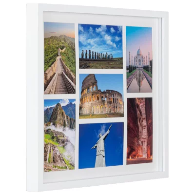 Multi fotokader van MDF Piano voor 7 foto's 10x15 cm | wit | normaal glas (2 mm)