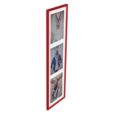 Multi fotokader van kunststof Napoli voor 3 foto's 3x13x18 cm | rood | normaal glas (2 mm)