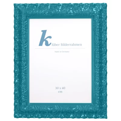 Cornice barocca Salamanca Color su misura Aqua (115) | Vetro standard (2 mm)