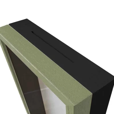 Fotokader met spaarpot 20x20 cm | groen met zwarte box | normaal glas (2 mm)