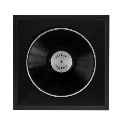 Thumbnail von Schwarzer Schallplattenrahmen f&uuml;r Vinyl-Platte mit schwarzem Doppelpassepartout Schwarz mit Silberkante Bild 3
