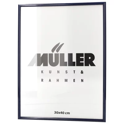 Houten fotolijst Hessen 28x35 cm | donkerblauw, glanzend | normaal glas (2 mm)
