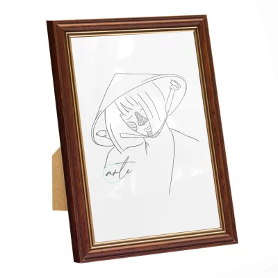 Rama drewniana Astra 8x8 cm | Dunkelbraun goldener Innenrand | szkło sztuczne (2 mm)