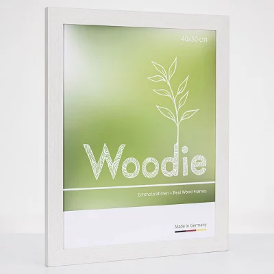 Holzrahmen Profil 107 40x50 cm | Weiß lasiert | Normalglas