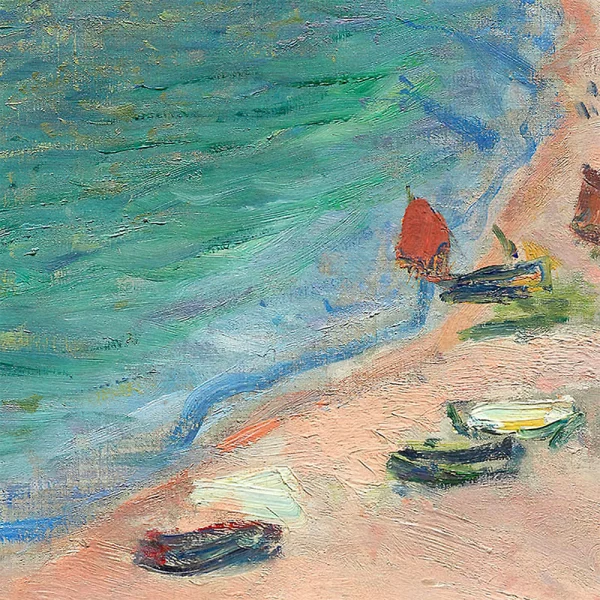 Poster mit Rahmen - Claude Monet - Étretat: The Beach and the Falaise d'Amont 40x40 cm | Schwarz
