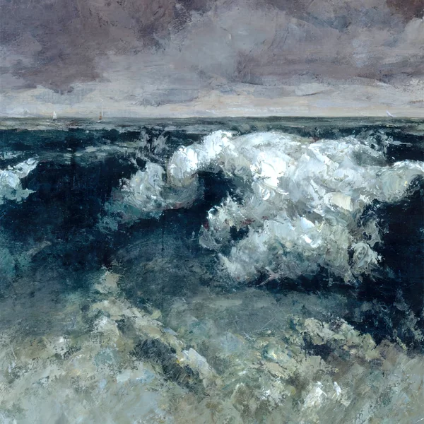 Poster mit Rahmen - Gustave Courbet - La vague 40x40 cm | Schwarz