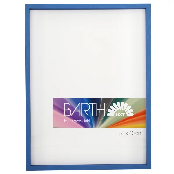 Alu-Bilderrahmen Barth NXT mit Distanzleiste, Serie 1131 18x24 cm | Azurblau - Furnier Holzoptik | Normalglas (2 mm)