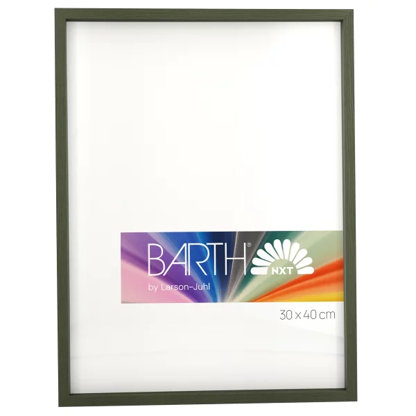 Alu-Bilderrahmen Barth NXT mit Distanzleiste, Serie 1131 - Maßanfertigung Olivgrün - Furnier Holzoptik | Normalglas (2 mm)