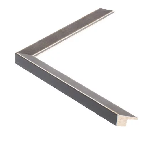 Holz-Bilderrahmen Sento I - Sonderzuschnitt Anthrazit lasiert auf Silber | Kunstglas (2 mm)