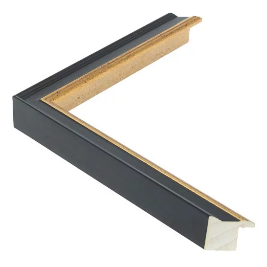 Holz Bilderrahmen ACADEMIE 1,8 24x30 cm | Black with Gold | Normalglas (2 mm)
